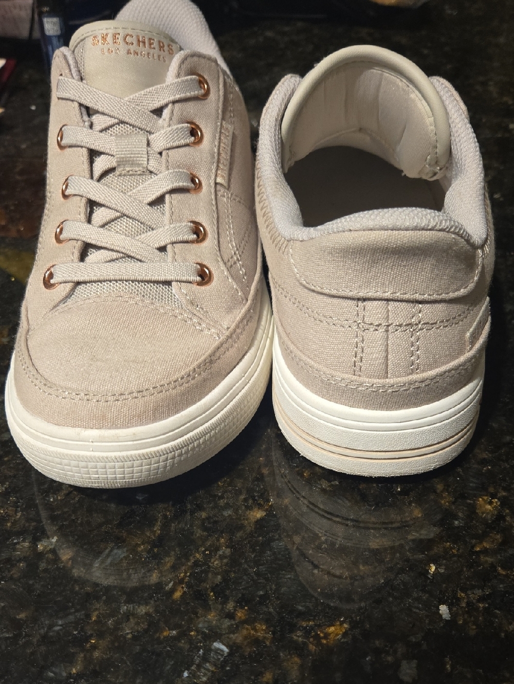 Skechers Light Beige Canvas Low-Top Sneakers